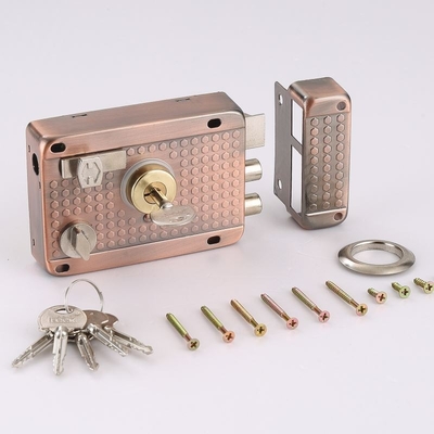 Custom Steel Cylinder Door Hot Selling Security Latch 6 Keys Brass Rim Lock